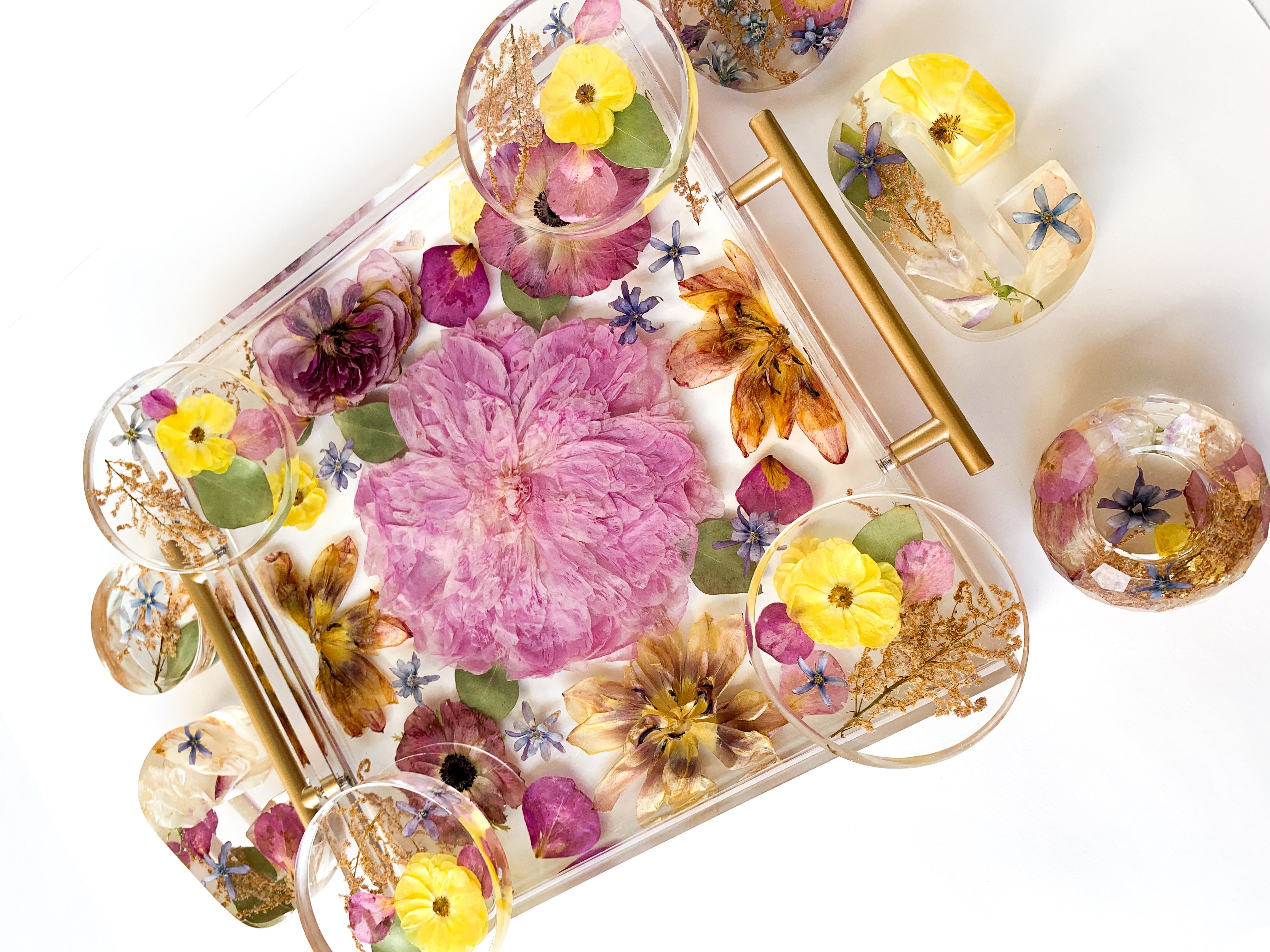 Pressed Flower Resin Serving Tray