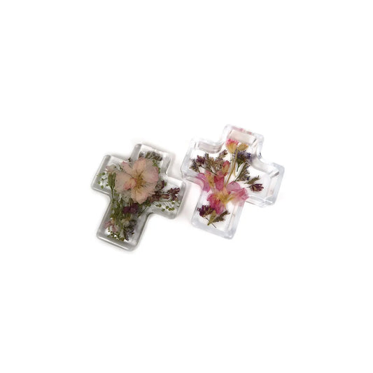 Elegant Cross Shaped Pressed Flower Jewelry Box featuring intricate flower preservation art, perfect for floral enthusiasts.