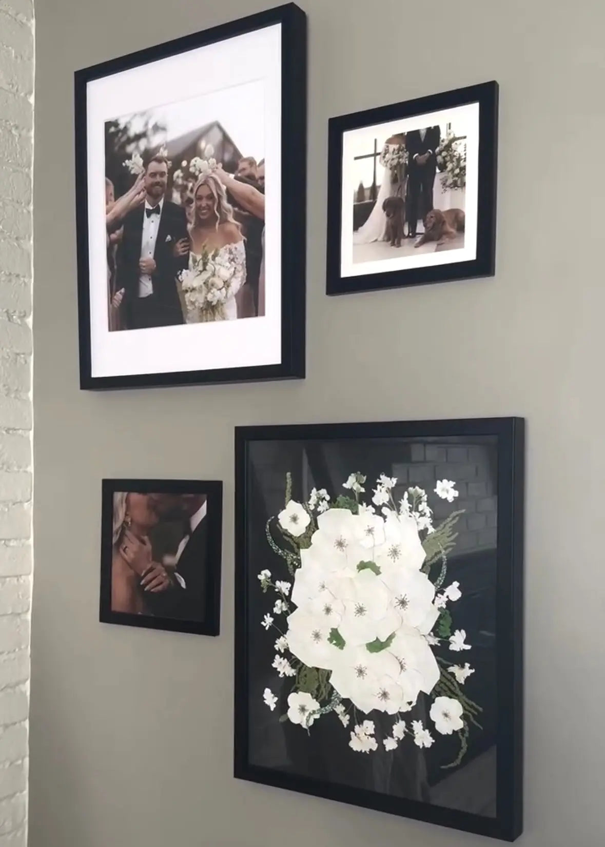 Custom Black Pressed Flower Frame - Wedding Keepsake for Bridal Bouquet Preservation Bloomsake