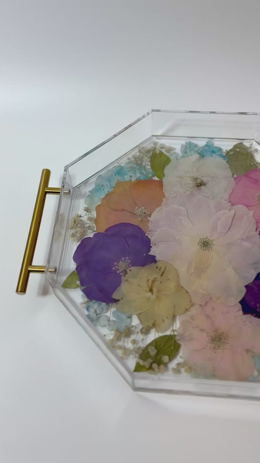 Custom 12x12 Octagon Serving Tray for Wedding Flower Preservation