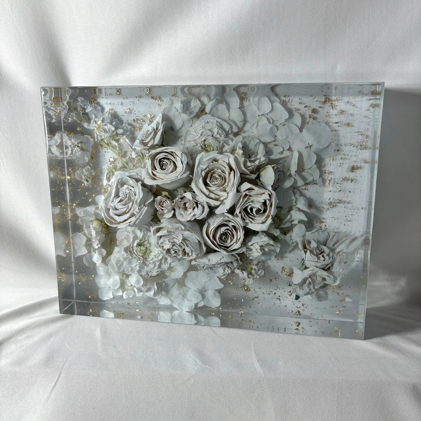 Rectangular Block artfully arranged for showcasing modern bouquet preservation techniques.