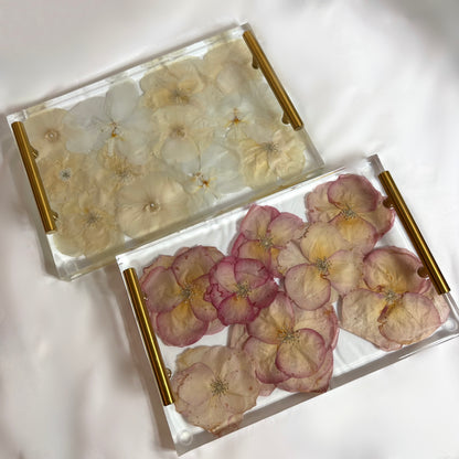 Vanity Tray - Custom Resin Trays with Flowers, 8x12 Inches Floral Preservation