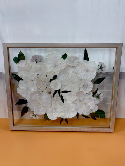 Custom Flower Preservation: Inspiring Floral Design Style Guide for our Champagne Pressed Floral Frame Artwork.