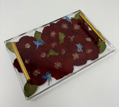 Vanity Tray - Custom Resin Trays with Flowers, 8x12 Inches Floral Preservation