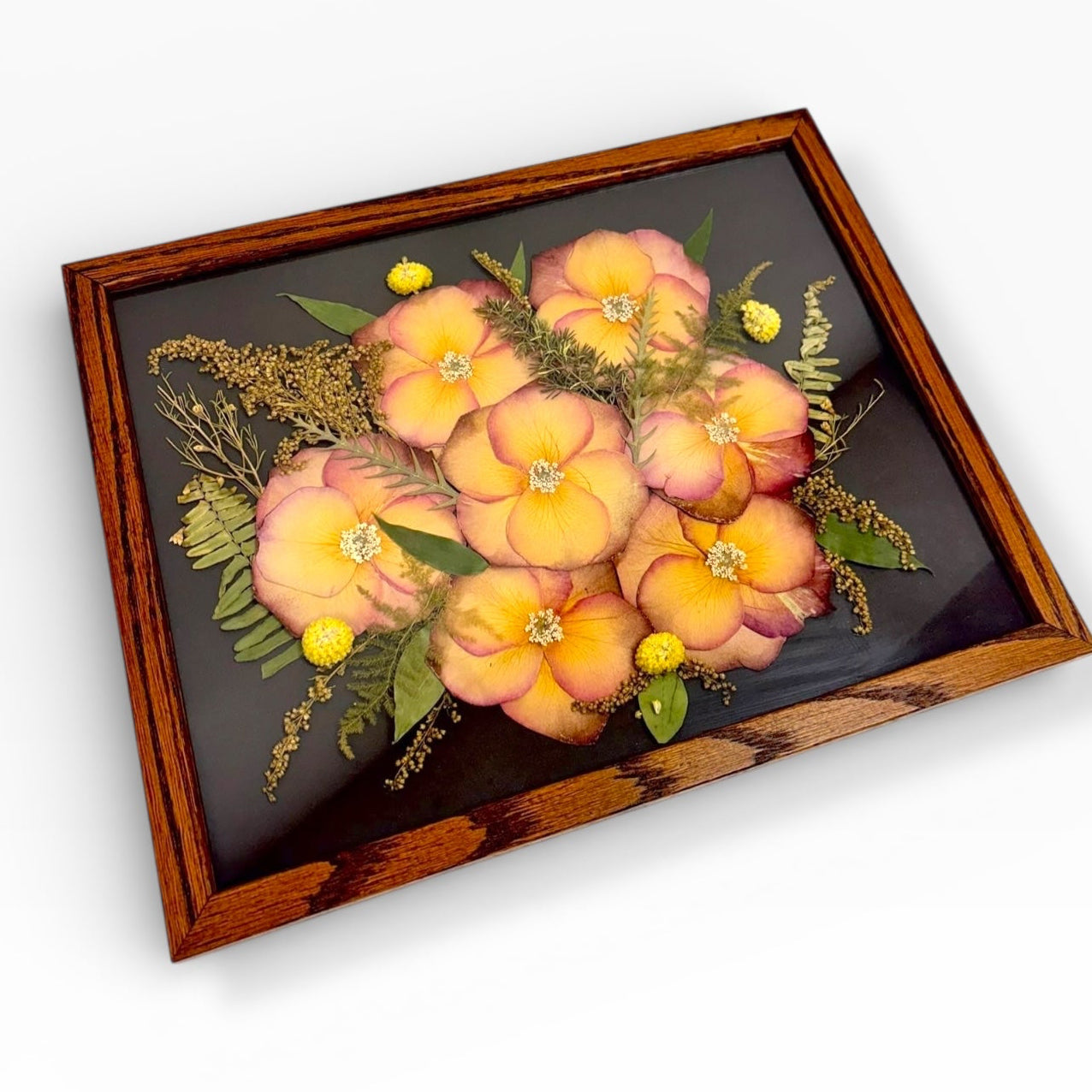 Walnut Pressed Floral Frame - Custom Wedding Flower Preservation Frame for Unique Keepsakes