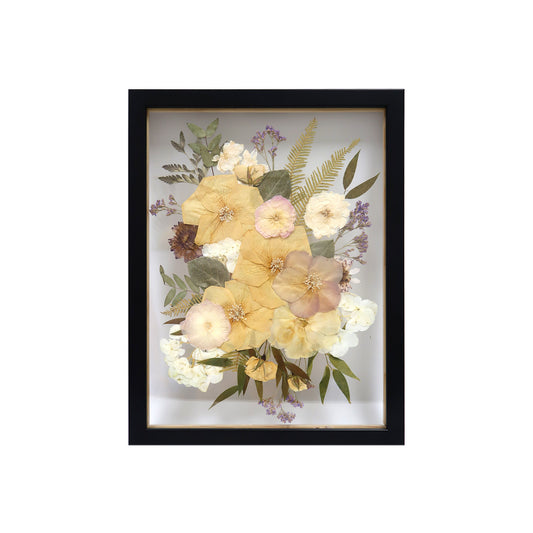 Custom Black Pressed Floral Frame showcasing a beautiful display of preserved bridal bouquet flowers - Wedding Keepsake for Bridal Bouquet Preservation