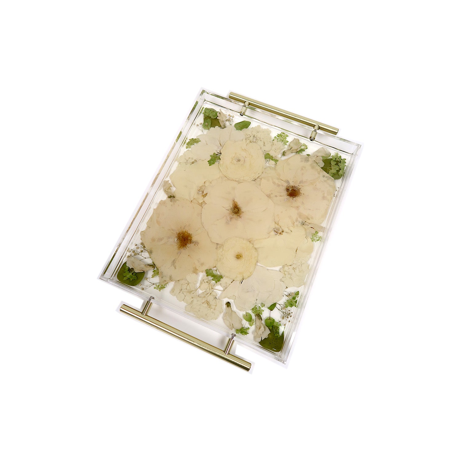 Rectangular Serving Tray for bridal bouquet preservation, showcasing beautiful dried flowers in resin.