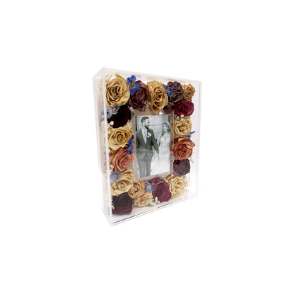 Elegant design of the Bridal Bouquet Flower Preservation Acrylic Shadow Box showcasing a personalized photo.