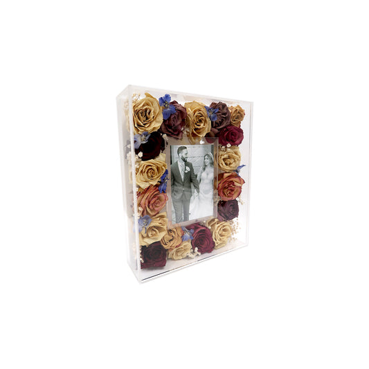 Elegant design of the Bridal Bouquet Flower Preservation Acrylic Shadow Box showcasing a personalized photo.