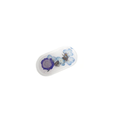 Trinket Tray - Custom Resin Trinket Tray with Pressed Flowers - 7.5x4 Inches