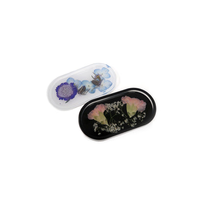 Trinket Tray - Custom Resin Trinket Tray with Pressed Flowers - 7.5x4 Inches