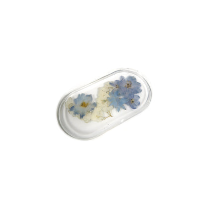 Trinket Tray - Custom Resin Trinket Tray with Pressed Flowers - 7.5x4 Inches