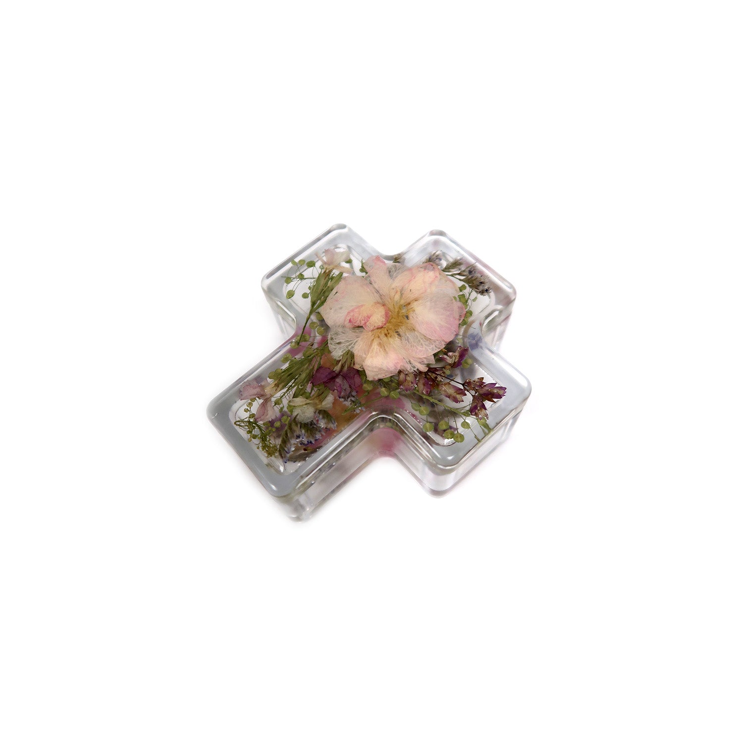 Cross Shaped Pressed Flower Jewelry Box showcasing beautiful flower preservation with vibrant floral designs.