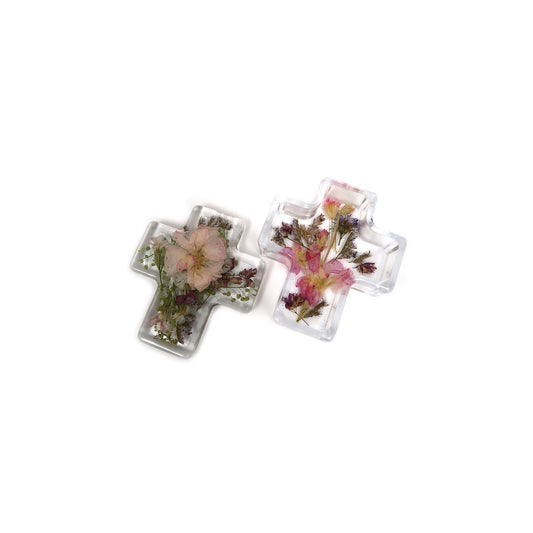 Elegant Cross Shaped Pressed Flower Jewelry Box featuring intricate flower preservation art, perfect for floral enthusiasts.