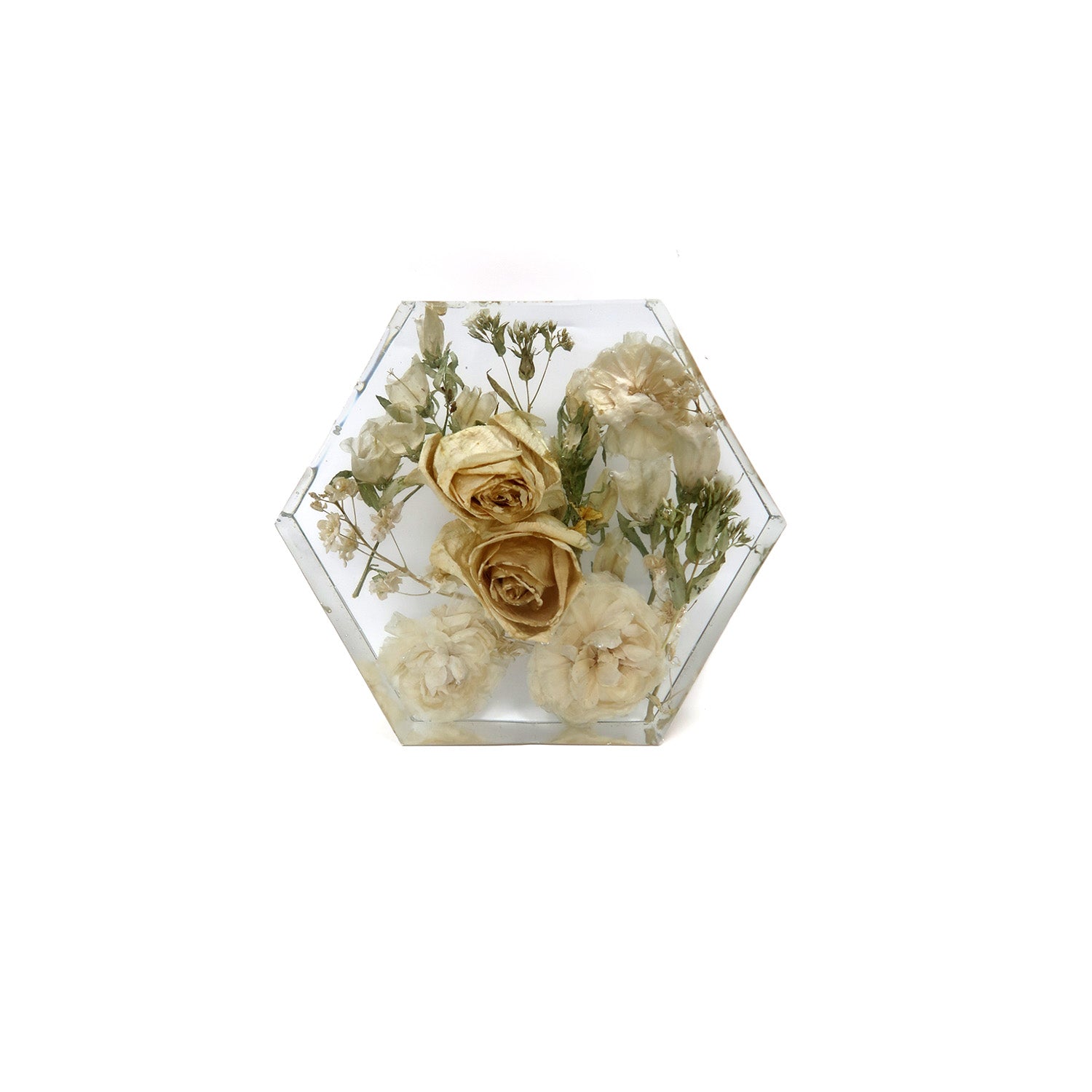 Hexagon Block by Bloomsake featuring a preserved bridal bouquet keepsake with vibrant flowers.