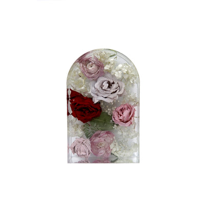 Arch Block - Custom Resin Flower Display featuring unique floral preservation techniques with personalized dried blooms.