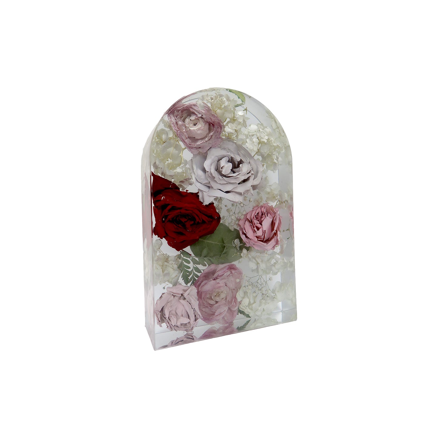 Stylish Arch Block - Custom Resin Flower Display capturing beautiful preserved flowers in a stunning resin mold.