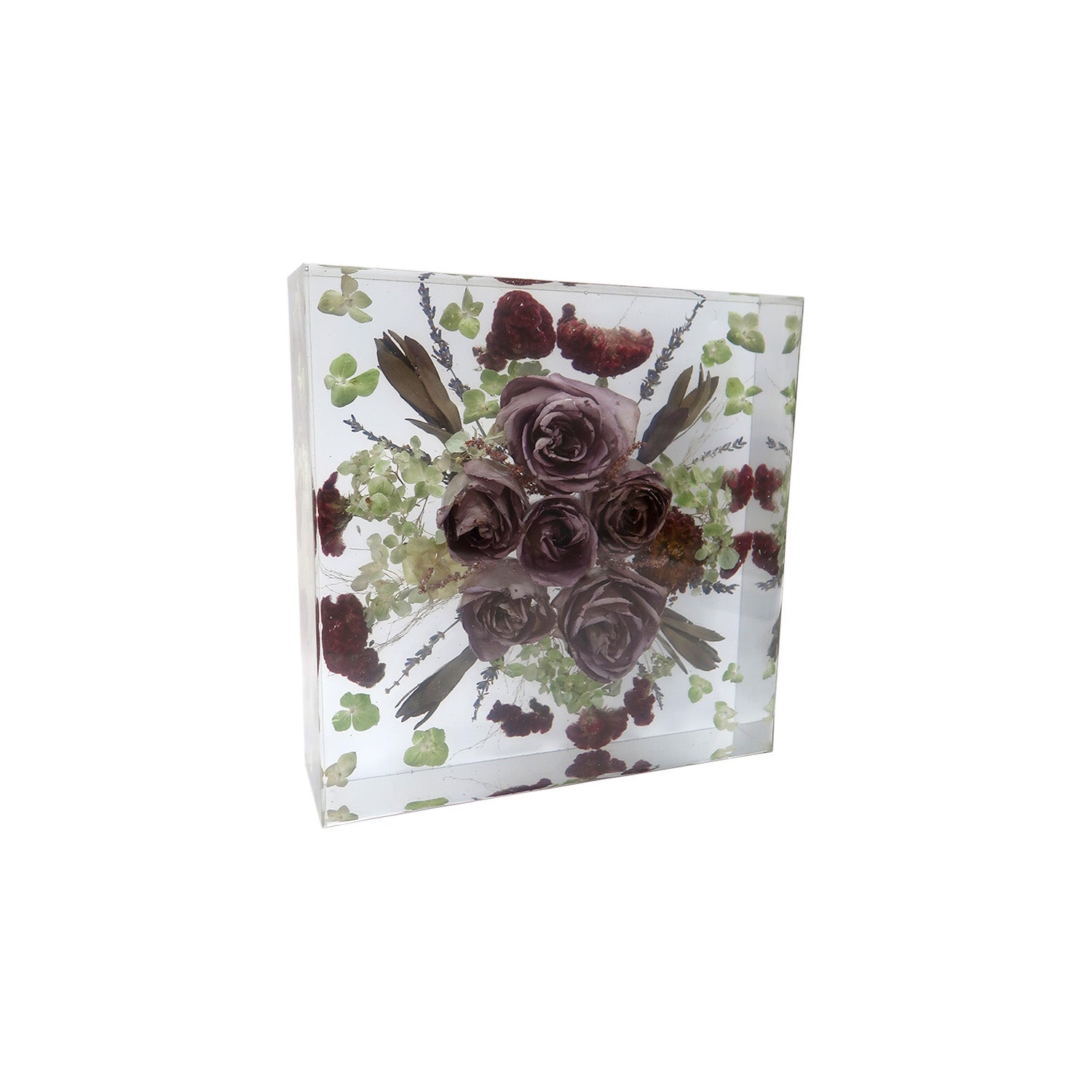 Stunning Custom Wedding Gift Keepsake in a 10x10 size from Bloomsake, showcasing vibrant preserved flowers in resin.