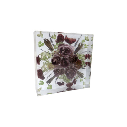 Stunning Custom Wedding Gift Keepsake in a 10x10 size from Bloomsake, showcasing vibrant preserved flowers in resin.