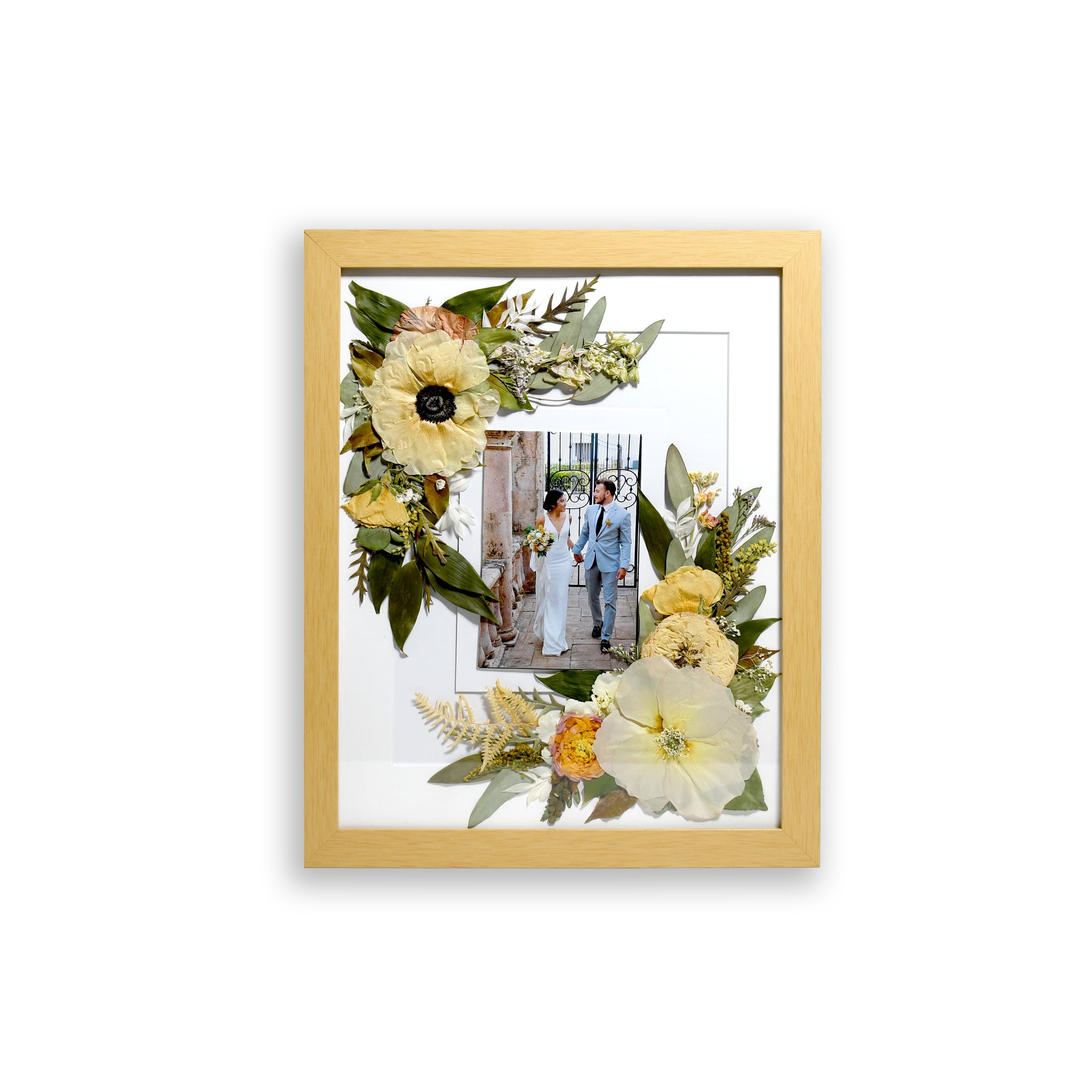 Framed Pressed Flowers, 11x14 Gold