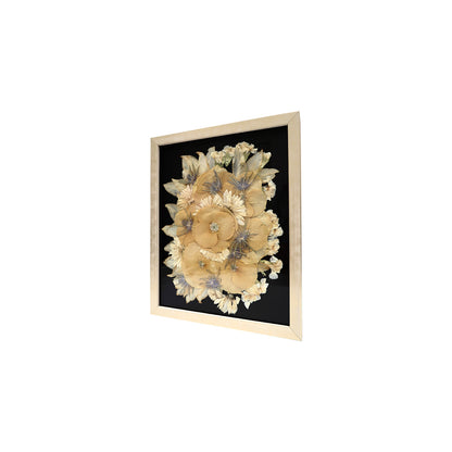 Custom Flower Preservation: Beautifully arranged Bouquet in a Champagne Pressed Floral Frame to cherish special moments.