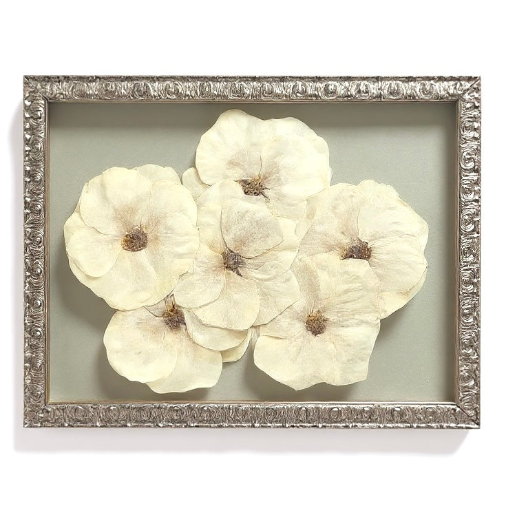 Custom Ornate Silver Pressed Floral Frame for Wedding Flower Preservation