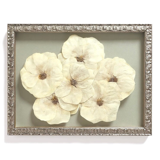 Custom Ornate Silver Pressed Floral Frame for Wedding Flower Preservation