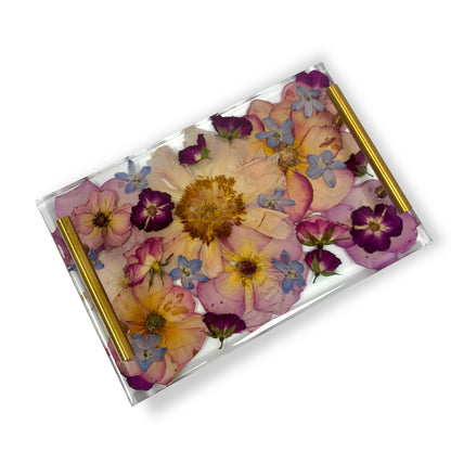 Vanity Tray - Custom Resin Trays with Flowers, 8x12 Inches Floral Preservation