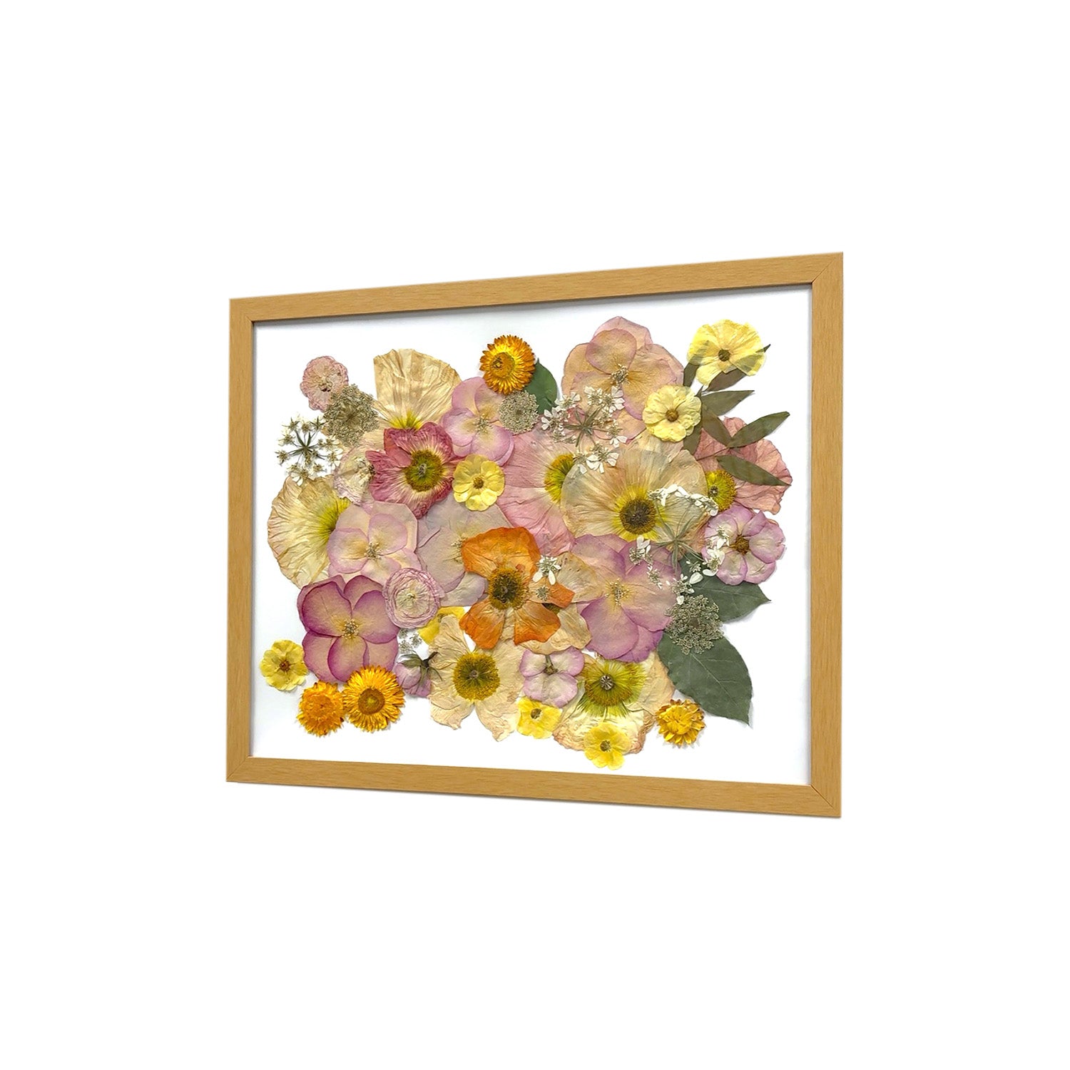 Display of the Natural Pressed Flower Frame featuring unique floral arrangements preserved beautifully.