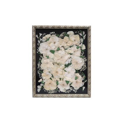 Ornate Silver Pressed Floral Frame showcasing beautiful wedding flower preservation with dried flowers in an elegant design.